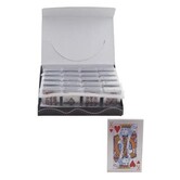 Schokgevende metalen speelkaart (6 x 3.5cm)