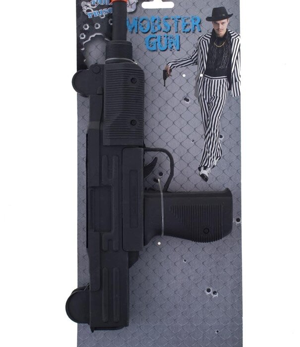 mitrailette plastiek zwart 37cm met geluid