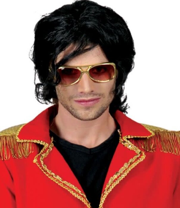 Funny Fashion Pruik king of pop zwart