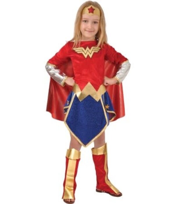 Wonderwoman (kleedje, cape, riem, hoofdband en schoenovertrekken)