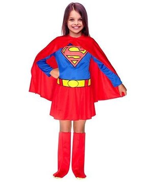 Supergirl (kleedje, cape, riem en schoenovertrekken)
