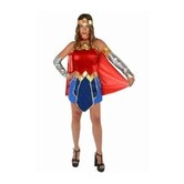 Wonder Woman (kleedje, cape, riem, hoofdband en armstukken)
