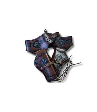 Leather double holster Cowboy brown Denix