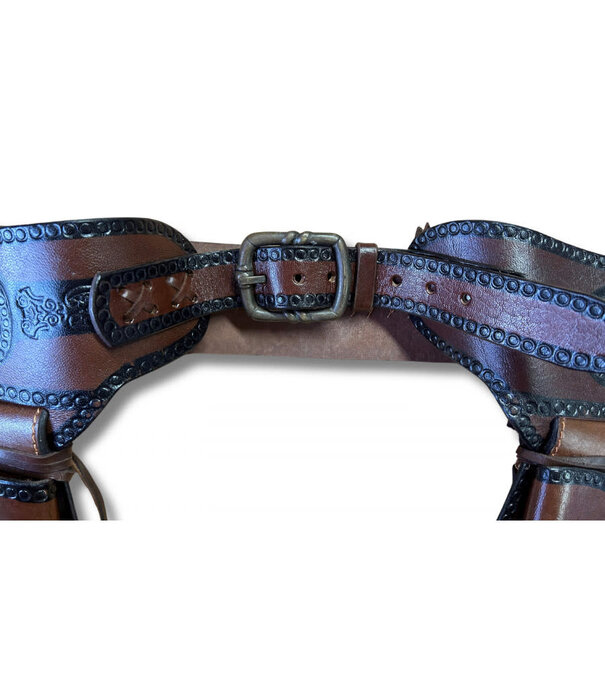 Leren dubbelholster  Cowboy  bruin Denix