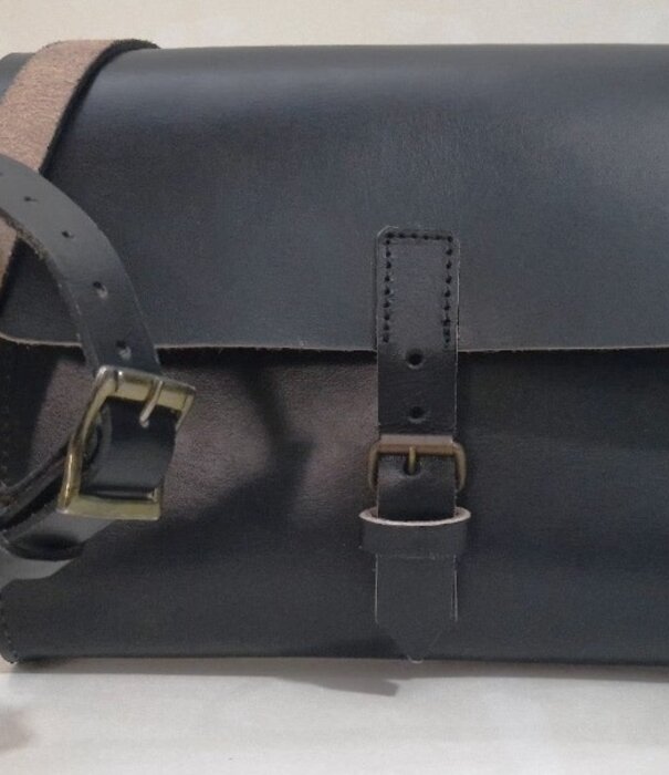 Belleman tas zwart leder luxe kwaliteit 30cm x 7,5cm x 25cm