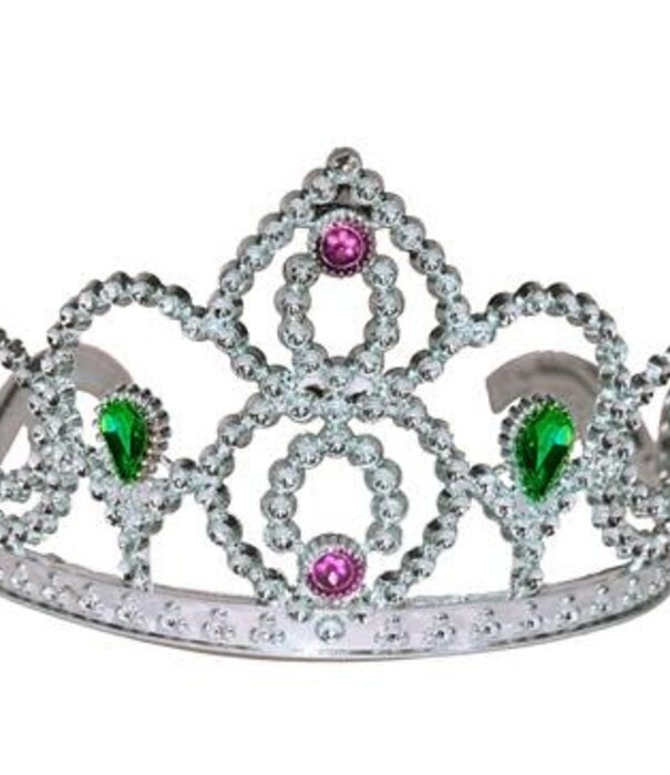 Funny Fashion kroon prinses zilver met steentjes