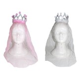 couronne avec voile rose ou blanc