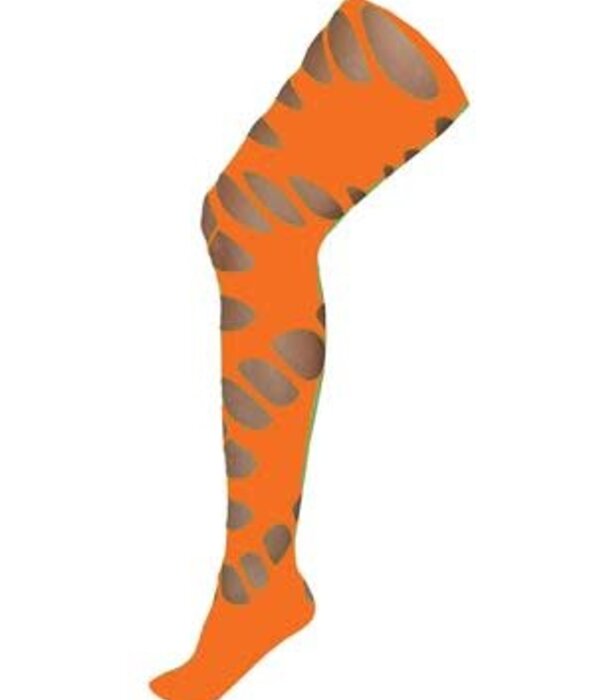 Collants à trous orange fluo