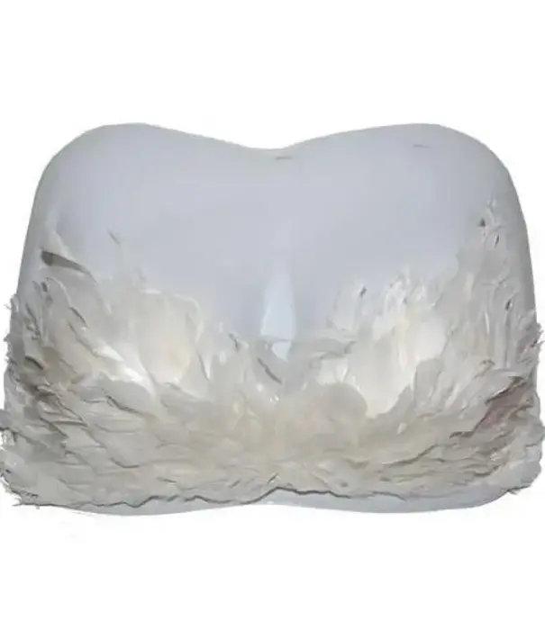 bra feathers white
