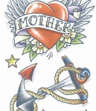 vintage tattoo / heart and anchor Red