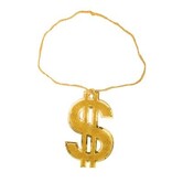 necklace with large gold dollar sign