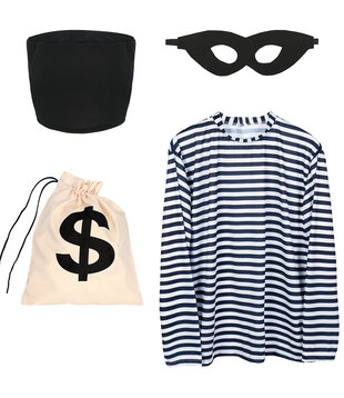 Set inbreker (shirt L/XL, hoed, oogmasker en zak)