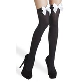 stockings black / white bow