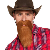 barbe autocollante marron cowboy