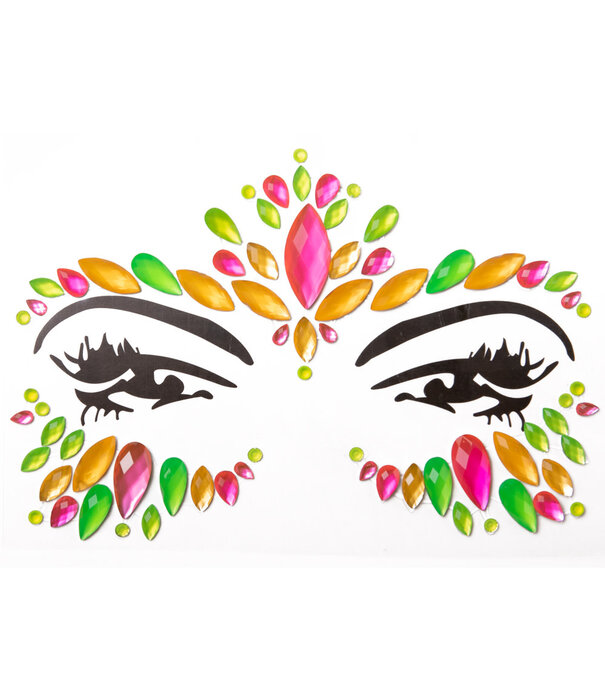 Neon glow face sticker multi