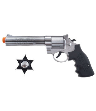 cowboy pistool plastiek + badge
