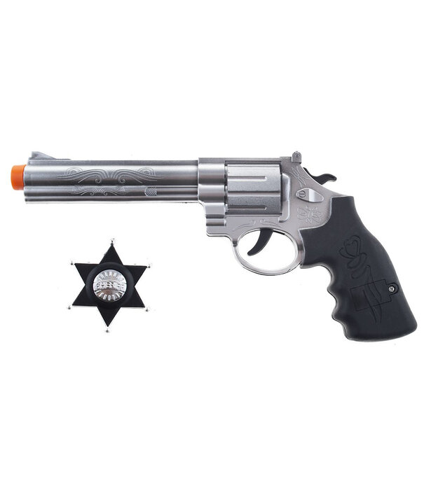 Funny Fashion cowboy pistool plastiek + badge