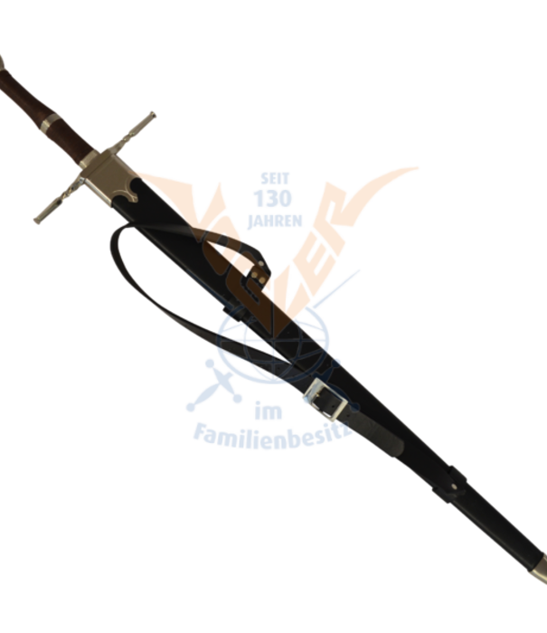 Witcher sword "Wild Hunt", black scabbard (with carrying strap, symmetrical steel blade)