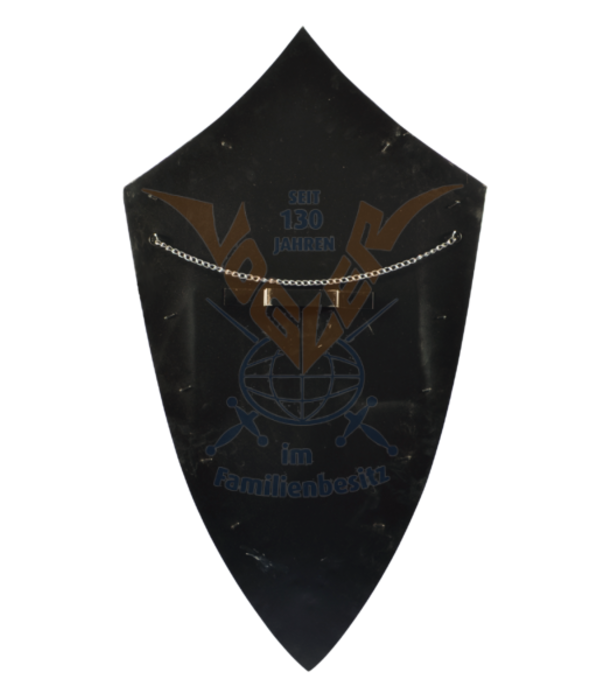 Metal shield with black Celtic cross