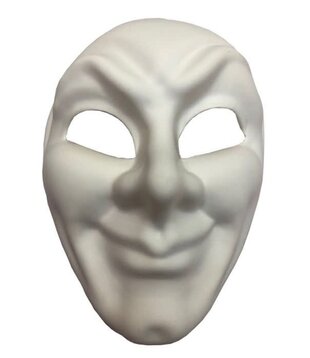 Masque blanc sourire en PVC (avec ruban)