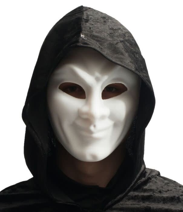 Masque blanc sourire en PVC (avec ruban)