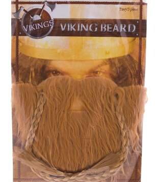 Viking baard met vlechten & snor bruin