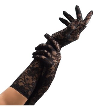 Kanten Handschoenen Lang Zwart - 38 cm