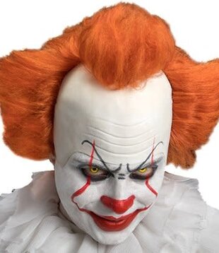 Perruque de clown maléfique avec bonnet en latex