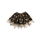 Tutu noir à motifs dorés d'Halloween pour enfants, 30 cm
