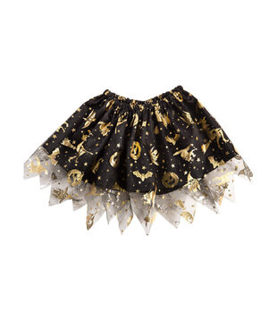 Tutu noir à motifs dorés d'Halloween pour enfants, 30 cm