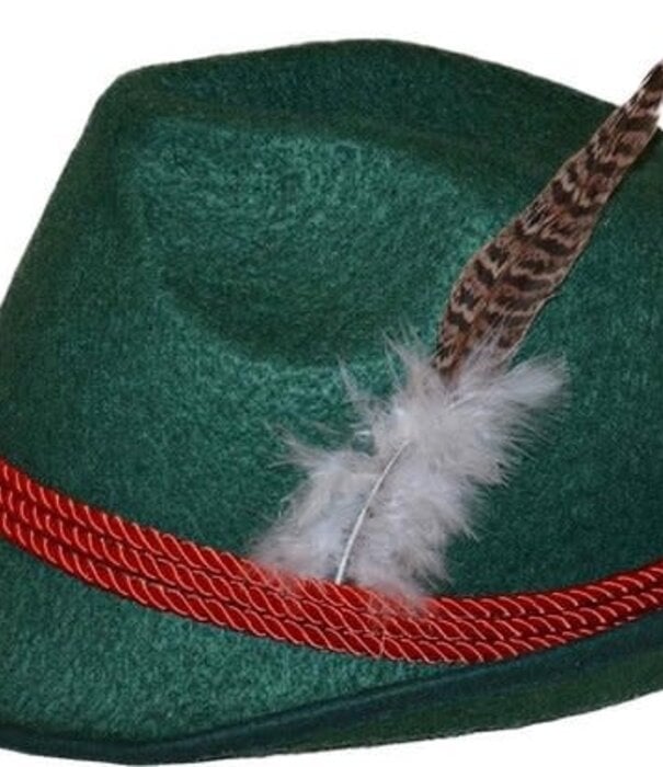 Tiroler hoed Deluxe groen met veer