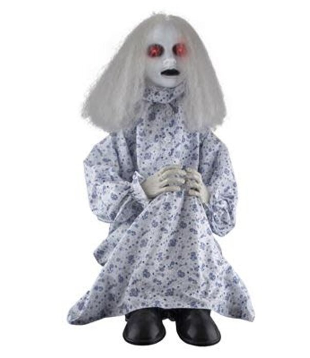 Zittend meisje 75 cm licht, geluid en beweging (batt NIET inbegrepen)