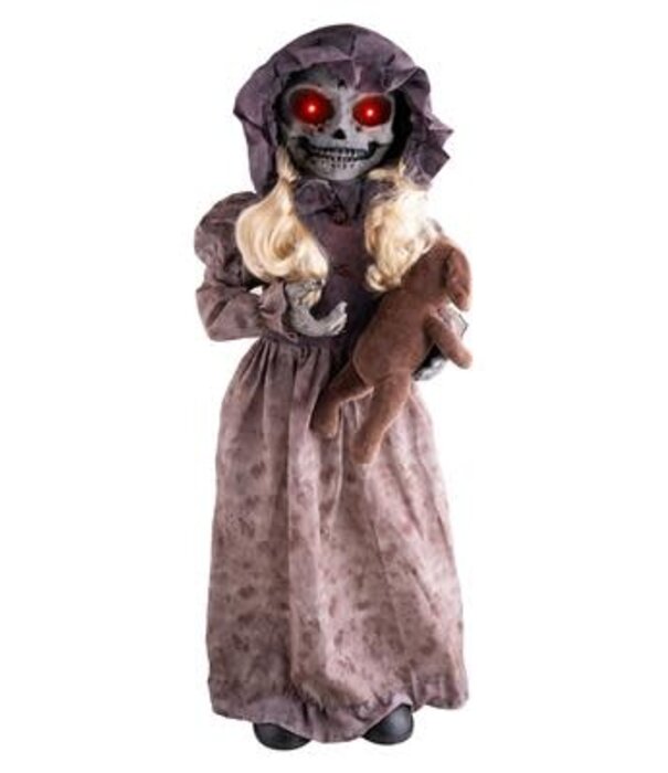 Pop met draaiend hoofd 95 cm beweging, licht en geluid(batt NIET inbegrepen)