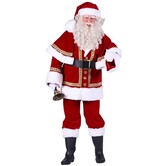 Kerstman fluweel deluxe met cape  (vest met pellerine, broek, muts en riem)
