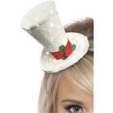 Mini hoedje op diadeem gliiter wit