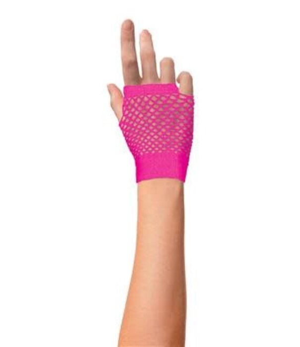 short fluorescent mesh gloves