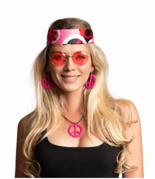 Peace Set / hippie set- Hoofdband/Bril/Oorbellen & Ketting