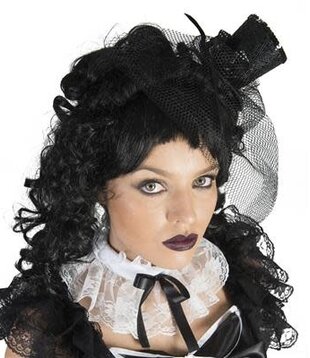 Mini hat on headband and veil black