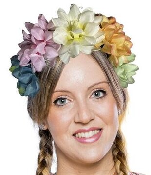 Diadeem met bloemen veelkleurig