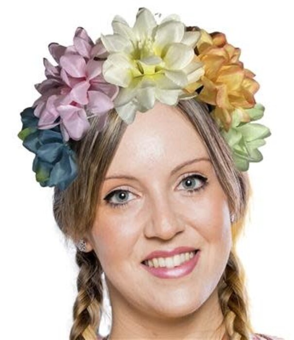 Diadeem met bloemen veelkleurig