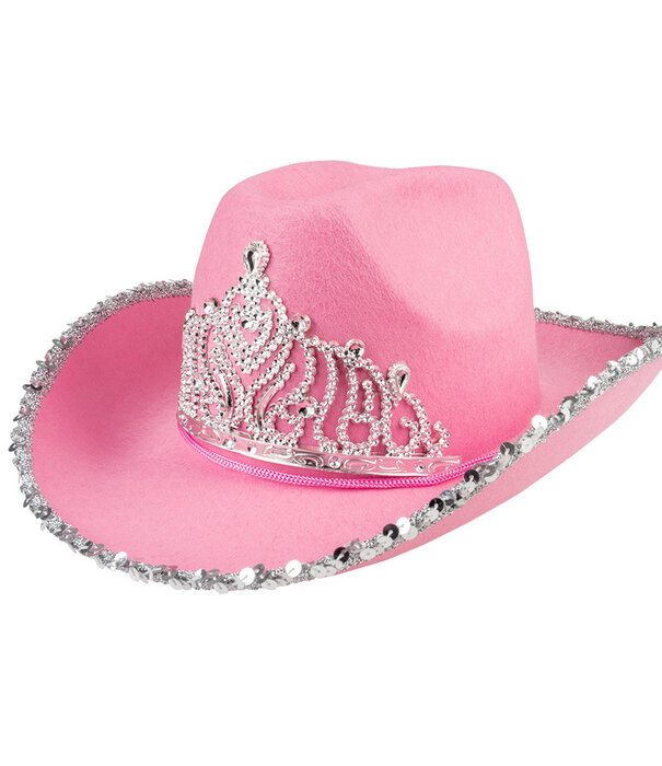 chapeau de cowboy rose pailleté