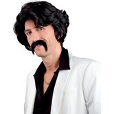 Perruque noire Chuck avec moustache