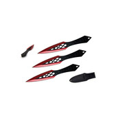 SET 3 KUNAIS ROOD MESJE 10CM  IN OPBERGZAKJE (werpmessen)