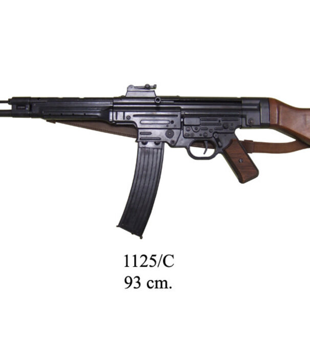 Denix Pistolet mitrailleur Sturmgewehr STG 44, mitraillette allemande de la Seconde Guerre mondiale avec sangle en cuir Denix