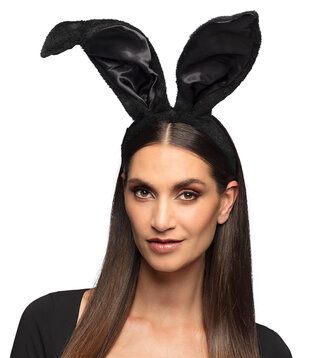 Diadeem konijnenoren Fluff zwart
