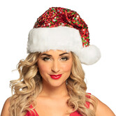Bonnet de Père Noël scintillant / pailleté