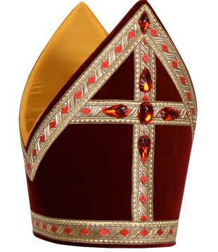 Saint Luxury conical mitre TV burgundy Sinterklaas