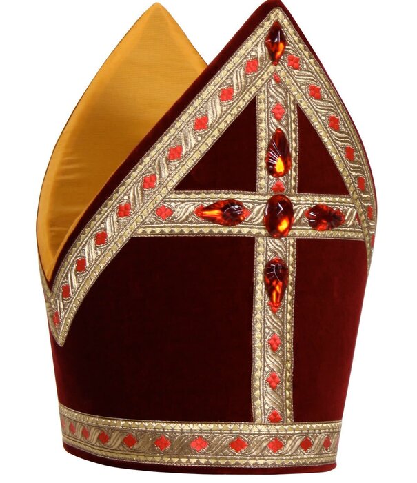 Saint Luxury conical mitre TV burgundy Sinterklaas
