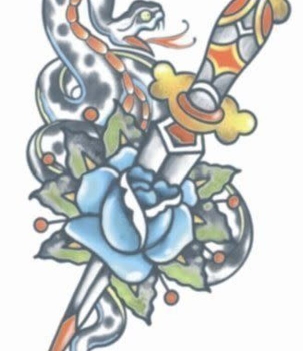 Tatouage FX Serpent et poignard vintage