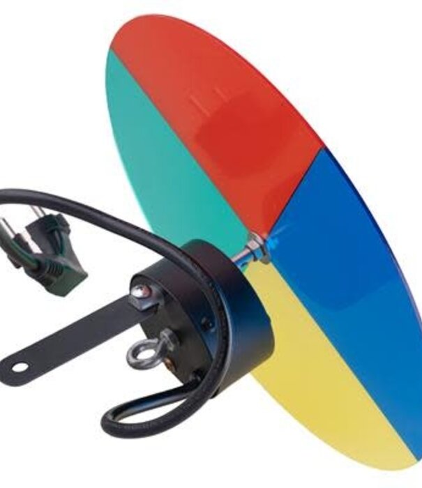 Motorized color filter disc for pinspot